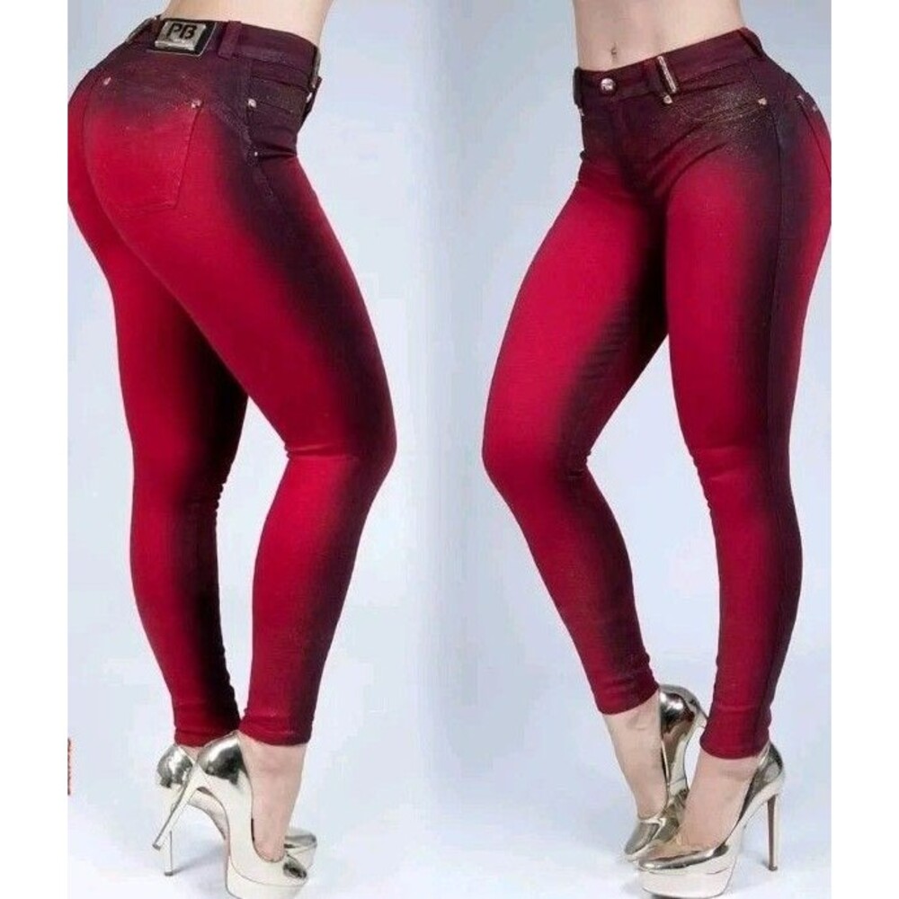 Pit Bull Red Dye Tie Skinny Jeans W 26 Pit Bull Logo Ankle Zip